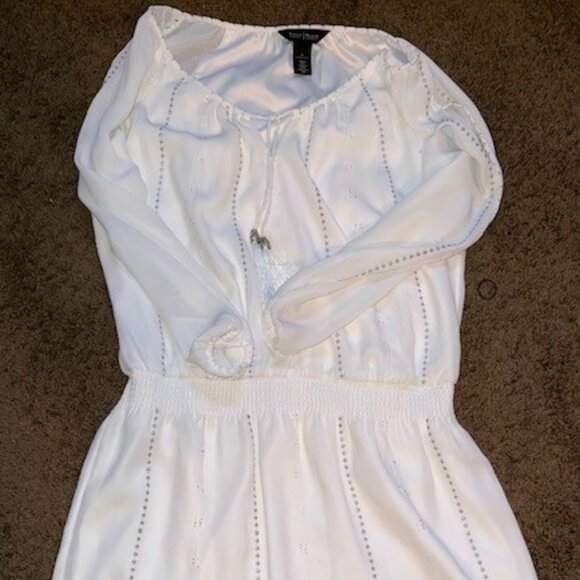 White House Black Market Smocked Blouson Dress with Beads - Picture 1 of 3